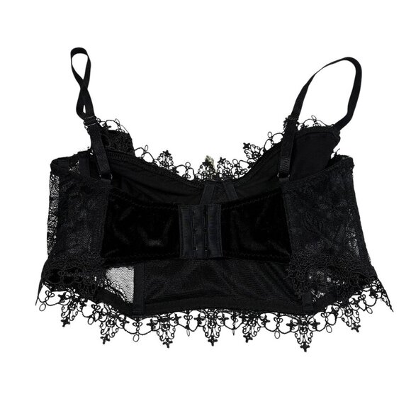 Widow - Dolls Kill Black Lace & Velvet Goth Emo Bralette with Cross Size Small - Picture 4 of 8